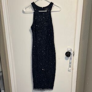 Adrianna Papell Midnight Sequin Midi Dress